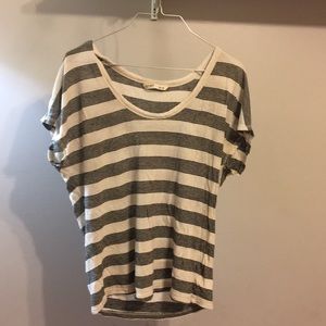 Black and White Striped Flowy Tee